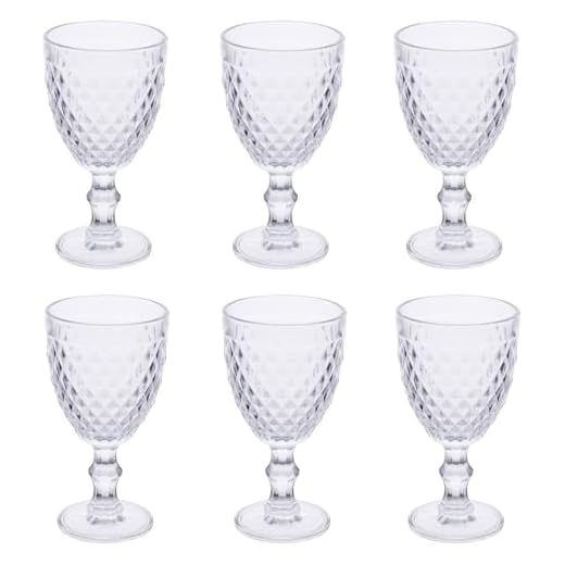 Villa d'Este Home Tivoli 1996 Madame - Juego de 6 copas de vino de 370 ml de cristal, superficie trabajada efecto diamante, transparente