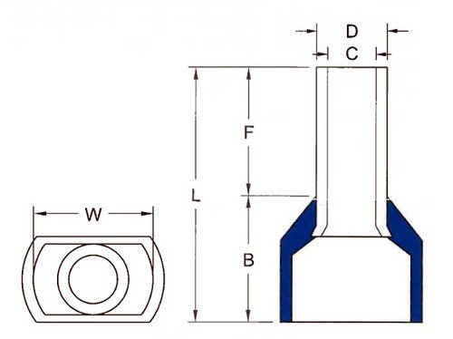 Morris 12787 Nylon Twin Insulated Ferrule Din Standard 14 AWG Wire Range, 394-Inch Pin Length, Blue, 100-Pack