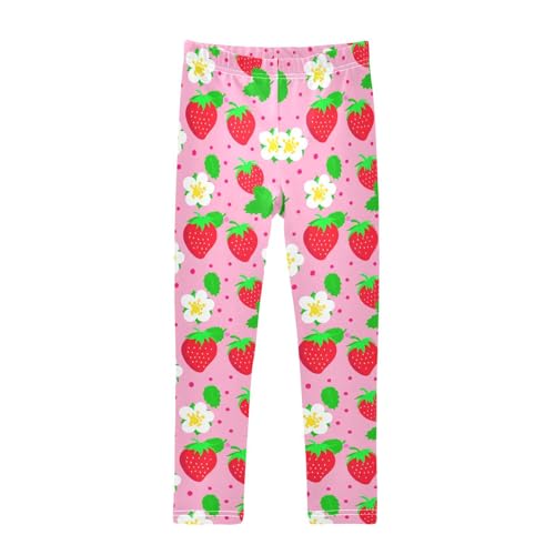 Girls Leggings Size 4T Strawberry Polka Dot Soft Stretchy Yoga Pants Tights Girl Clothes for Dance Running