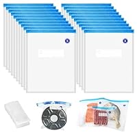 20 Stück Gefrierbeutel Wiederverwendbar 30 x 34 cm mit Ventil Zipper und 2 Dichtungsklammern Filament Vakuumbeutel Kit BPA Frei für Lebensmittelaufbewahrung, Vakuumgaren, 3D Drucker Glühfaden Lagerung