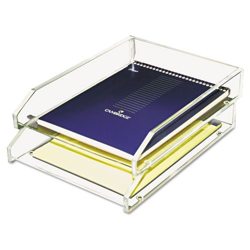 Kantek 2-Tier Letter Trays, 2-1/2"H x 10-1/2"W x 13-3/4"D, Clear,