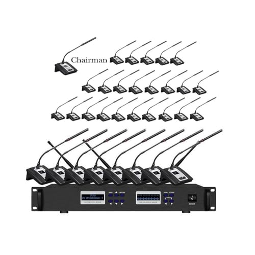 Digital Discussion System UHF Wireless Microphone Conference System 32 Gooseneck Microphones, 1 Chairman 31 Delegate Mic for Church, School, Government, Training
