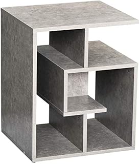 HOMCOM Side Table, 3 Tier End Table with Open Storage Shelves, Living Room Coffee Table Organiser Unit, Cement Colour