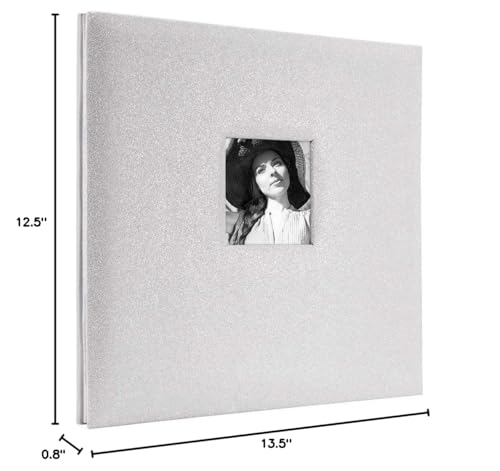 Image of MCS Expandable 10-Page Glitter Scrapbook Album with Photo Opening Cover and 12 x 12 Inch Pages, 13.5 x 12.5 Inch, Off White