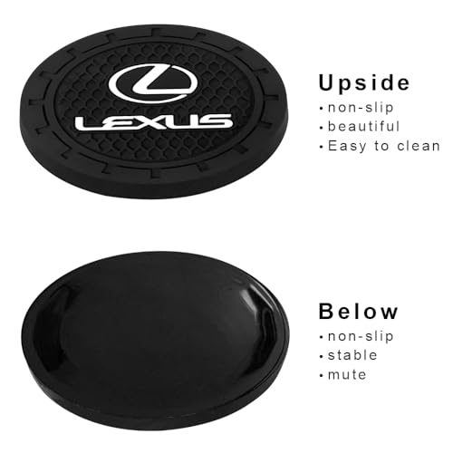 Image of Black Silicone Car Coasters for Lexus Series Series Non-Slip Car Cup Holder Coasters,Car Interior Accessory for Car Cup Holder 2.75IN 2Pack