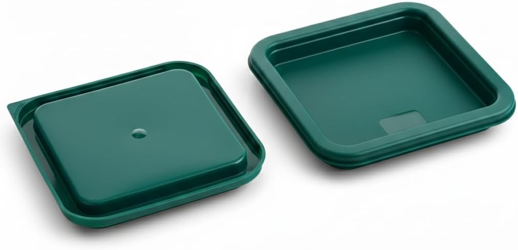 6-Pack Green Square Polypropylene Food Storage Container Lids, 2-4 Qt Capacity, Dishwasher Safe, Stackable, 7 3/8 Inches