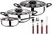 Bergner Batteria da cucina 5 pezzi San Ignacio in acciaio inox con posate da 24 pezzi in acciaio inox di colore rosso, PK3201
