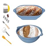 Brot Gärkorb Set - Antihaft Teigruhe Behälter Set Mit Teigschaber & Ölpinzel,Klappbares 6-teiliges Backzubehör mit Teigschaber und Ölpinsel für hausgemachte Bäckereien in Heimküchen