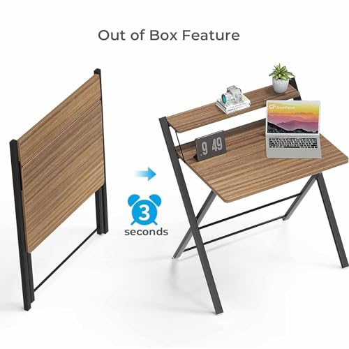 Bureau d'ordinateur pliable pour optimiser l'espace avec étagère de rangement intégrée