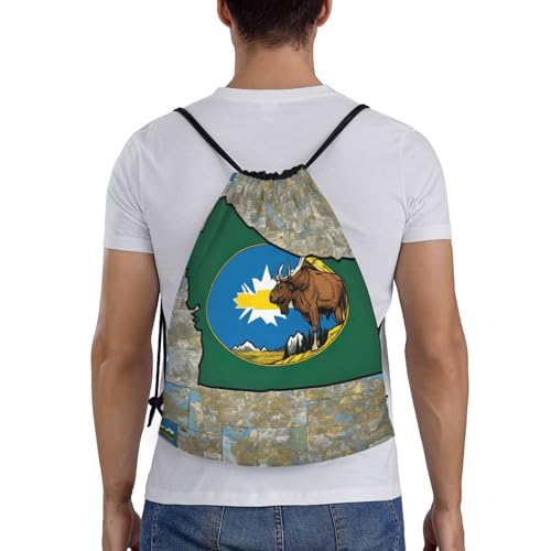Abstract Montana Flag Map03 print Drawstring Bag Sack Gym Bag Ditty Bag for Gym Traveling, Hiking, Yoga, Shopping for Adult2