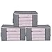 Yosoo 3Pcs de rangement Sac en charbon bambou avec Zipper, grand Durable peut pliable pour vêtements couette Coussin Couverture,Gris