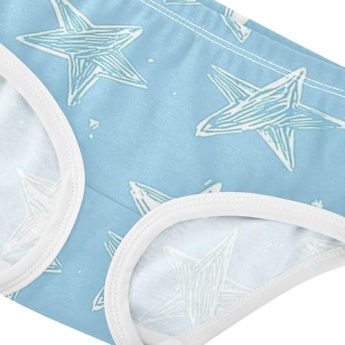Girls' Briefs Organic Underpants for Kids Light Blue Star Pattern4