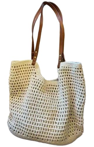 Bolsa de malla para playa con correa de cuero miniatura 1