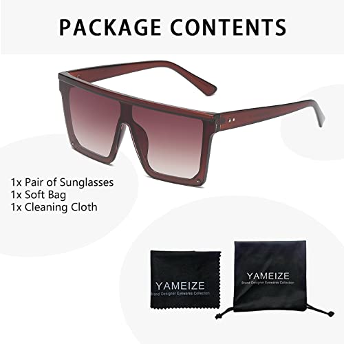 YAMEIZE Square Oversized Sunglasses Women Men - Siamese Flat Top Glasses UV400 Protection Trendy Eyewear Outdoor2