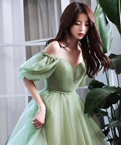 CWOAPO Long Puffy Sleeve Tulle Prom Dress Sweetheart Ball Gown for Women A Line Formal Evening Party Dress2