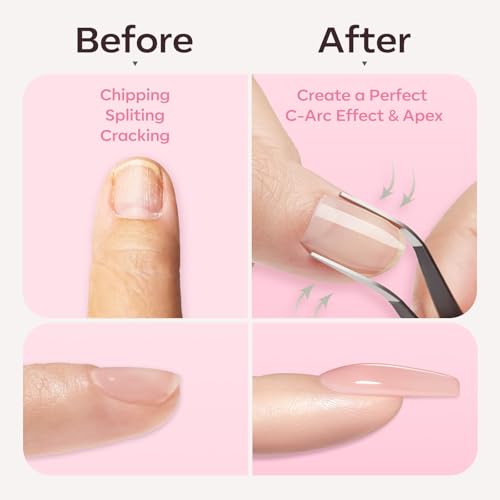 Image of modelones Gel Polish Builder Nail Set, Builder Base Colors Jelly Nude Pink Hard Strengthener Rubber Gel Polish 8-in-One Extension LED Nail Lamp Cured 6 Colors