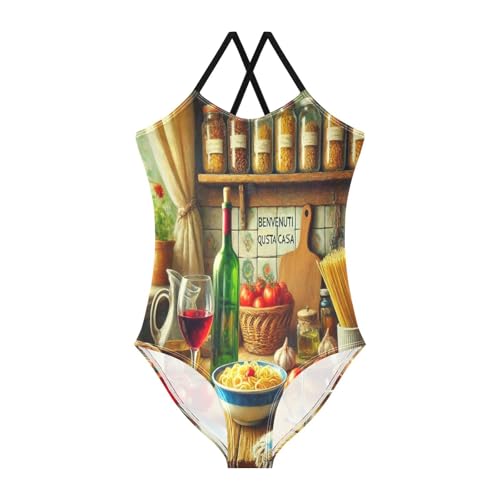 Noodles Food Kitchen Girls Swimsuit Bathing Suit Summer Beach One Piece Swimsuits Swimwear