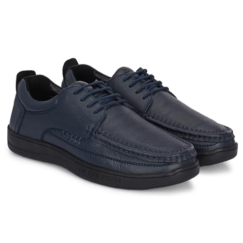 Image of Blue Leather by Centrino Genuine Leather Slip-On Men's Formal Shoe |Stylish with Soft Cushioned Insole |Trendy Non Lace-Up Design |Durable Leather with Anti-Skid Sole | Perfect for Formal Wear (3985)