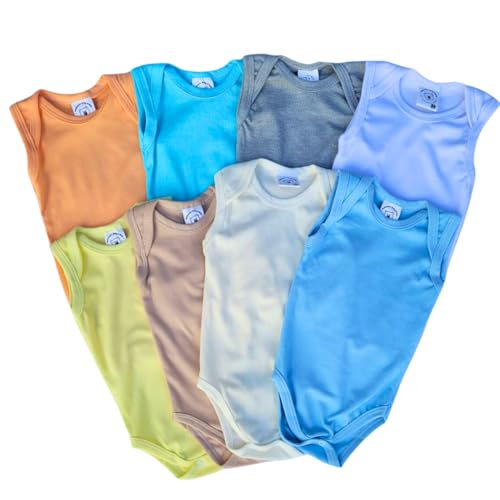 kit 3 body Roupa de Bebe Regata 100% Algodão liso cores sortida menino menina enxoval (Menino, M)