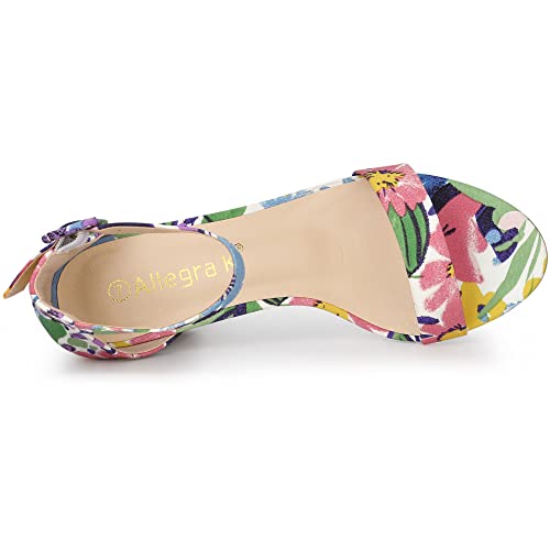 Image of Allegra K Women's Floral Print Open Toe Block High Heels Summer Sandals