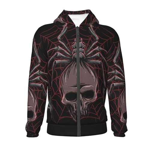 Spider with Skull Kids Pullover Hoodies Boys Zip Up Sweatshirts Girls Athletic Clothes with Pocket2