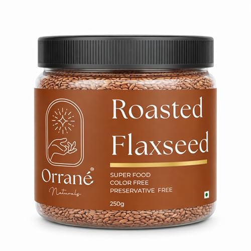 Image of Orrane Roasted Flaxseed 250g Crunchy Alsi Beej for Eating, Smoothies and Baking | Omega 3 Rich, High Fiber Superfood, Gluten Free Seeds | Supports Heart Health, Digestion & Weight Management