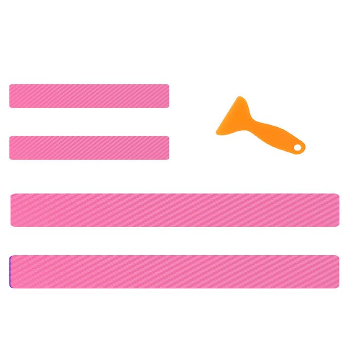 4PCS Car Door Sill Guard Protector, 3D Carbon Fiber Anti-Scratch Door Entry Edge Guard Protection Decoration, Front/Rear Door Threshold Protector Sticker Strips for Car Truck SUV (Pink, 3D)