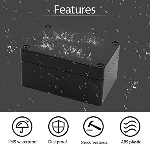 Image of Project Box IP65 Waterproof Dustproof Junction Box ABS Plastic Enclosure Box for Electronics Black Outdoor Project 3.93 inchx2.68 inchx1.97 inch(100 x 68 x 50 mm)(2Pcs)