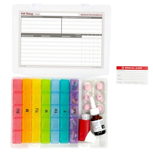 Image of 5 Times a Day Weekly Pill Box Organizer Case, Secure 7 Day Pillbox with Medication Schedule (5 Time-a-Day)