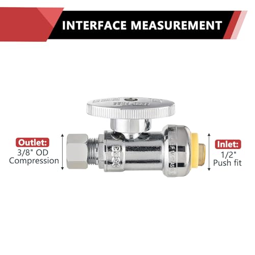 Image of 20Pcs EFIELD Straight Stop Valve,1 /2 inchPush x3 /8 inchCompression(PF-VALVE021-20)