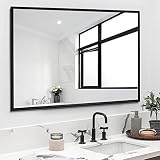 KIMREAL Bathroom Mirror 30x40 Inch, Black Frame Mirror 30"x40", Rectangle Wall Mounted Mirror, Metal