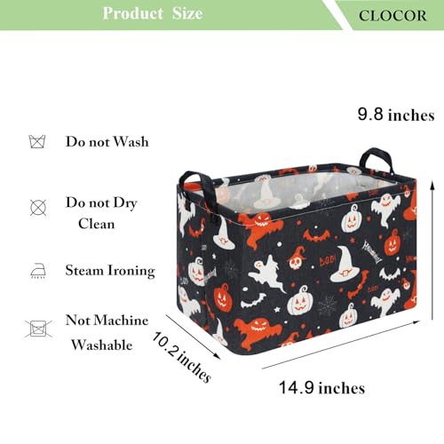 Image of CLOCOR Rectangular Storage Basket Empty,Gift Basket,Waterproof Storage Bin with Handles,Room Decor(Black Halloween Basket)