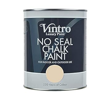 Vintro | No Seal Chalk Paint | Dark Cream | Interior & Exterior Use | Furniture | Walls | Wood | Metal | 1 Litre (Old Lace)