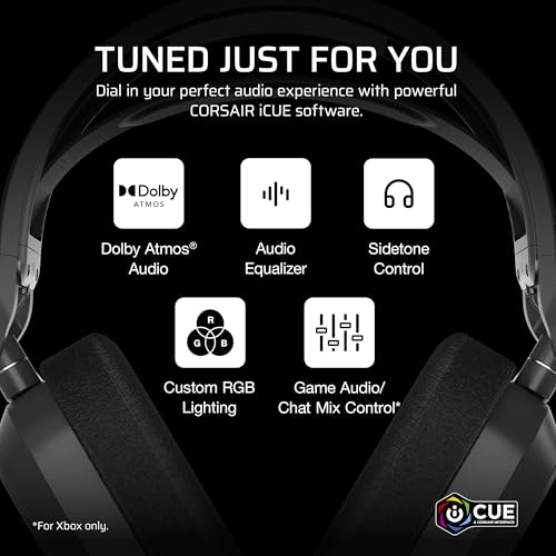 Corsair HS80 MAX Wireless Xbox Gaming Headset with Bluetooth – Dolby Atmos – Broadcast Quality Microphone – iCUE Compatible – Xbox, PC, Mac, Mobile – Steel Gray - image 7