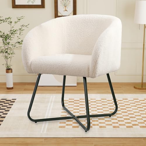 Mingone Sessel Lounge Loungesessel für Wohnzimmer Lammwolle Polsterstuhl Stuhl Weiß mit Armlehnen Cocktailsessel Modern Schwarz Metallbeinen für Schlafzimmer Last bis 120 kg Mingone Sessel Lounge Loungesessel für Wohnzimmer Lammwolle Polsterstuhl Stuhl Weiß mit Armlehnen Cocktailsessel Modern Schwarz Metallbeinen für Schlafzimmer Last bis 120 kg