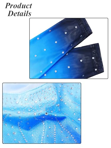 ZNYUNE Kinder Gymnastik Trikot mit Pailletten Mädchen Gymnastikanzug Langarm in Tüll B419 BlackBlue 12A