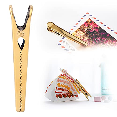 Clipe de Estilo retrô Vintage de Aço Inoxidável, Acessório de Clipes de Vedação (Grande 4,2x13,9cm /