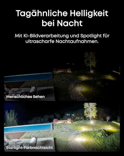 eufy PoE NVR Security System E41, 4× 4K Turret-Kameras, verkabelte Außenkamera, 4K UHD, 122° Weitwinkel, Farbnachtsicht, 24/7-Aufnahme, KI-Erkennung, Warnlicht, 8-Kanal Netzwerkvideorekorder, 2TB HDD