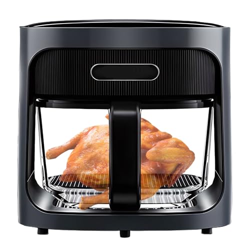 Freidora de Aire Eléctrico, Freidora Eléctrica Multifunción de 6L con 7 Preajustes, Freidora Visual de Vidrio Automático para el Hogar, Pantalla Led, Ajuste de Temperatura, Vista Panorámica