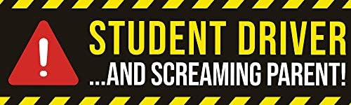 Artisan Owl Student Driver and Screaming Parent! New Driver Safety Funny Magnetic Auto Bumper - 10x3 Car Magnet (1 Magnet) image 4