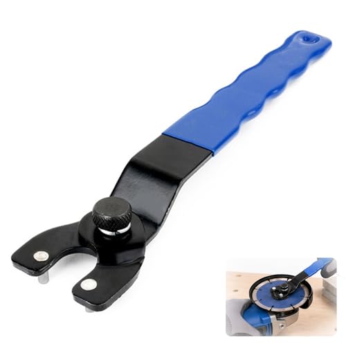 Image of Mistillion Universal Adjustable Angle Grinder Spanner, 10-46mm Heavy-Duty Pin Key Wrench with Non-Slip Grip, Lock-Nut Tool for Grinder Disc & Wheel Changes, Blue