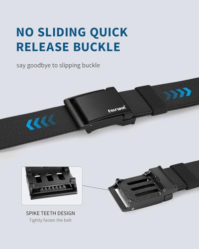 Image of FAIRWIN Men's Ratchet Belt, Nylon Web Golf & Work Belts with Quick-Release Automatic Buckle, Adjustable Casual Belt for Jeans