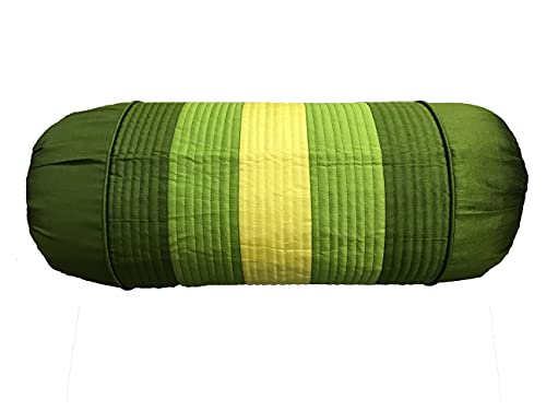 Image of Dupion Silk Stripes Bolster Cover 2 pcs (Green)