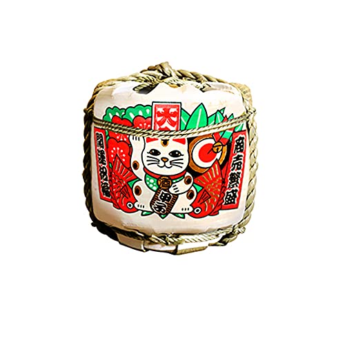 装飾 酒樽 置物 寿司レストラン 居酒屋 寿司レストラン 装飾ツール 酒樽 ミニ樽 小さい 中 大きい 開運/招き猫 酒樽 食レストランの手作り装飾/お祝い パーティー キャップ 宴会 テーブルデコレーション クリスマスギフト (招き猫,18cm)