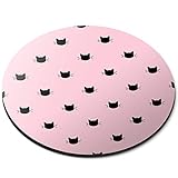 Destination Vinyl ltd Baby Pink Black Cat Kitten Heads - Flexible Round 5mm Rubber Mouse Mat Pad Office Home Novelty Printed Desk Accessory - 44201