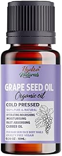 100% Pure Grapeseed Oil Carrier Oil Organic Cold Pressed Grape Seed Extract Oil for Essential Oils Mixing Natural Skin Moisturizer Body & Face for Aromatherapy Nails and Hair Growth (10ml)