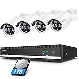 POE Security Camera System 8CH 5MP Wired NVR Kit 4pcs 5MP HD Outdoor/Indoor Cameras with 1TB Hard...