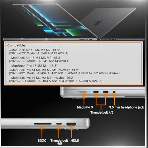 9 PCS Dust Plug Cover for MacBook Air 13.6" 15.3" M4 M3 M2, MacBook Pro 14 16 M5 M4 M3 M2 M1, MacBook Pro 13 M2 M1, Dust Plug for HDMI, Thunderbolt,SD,Charger Port,Headphone & 2PCS Webcam Cover Slide