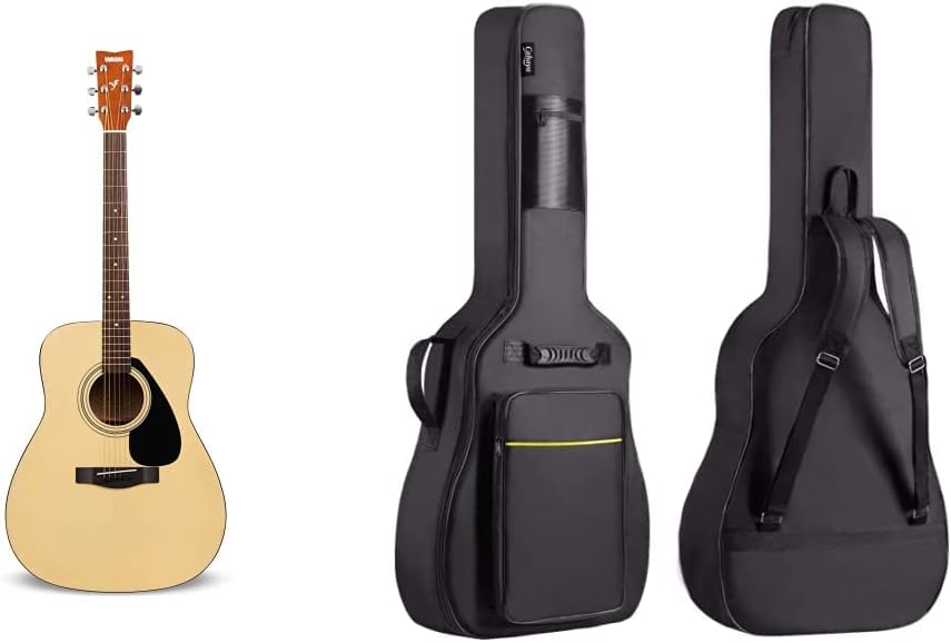 F310 - Full Size Steel String Acoustic Guitar - Traditional Western Body - Natural & CAHAYA 40 41 Inch Acoustic Guitar Bag Waterproof Guitar Case Gig Bag 8MM Padding, CY0152