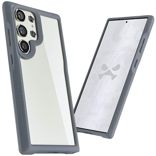 Image of Ghostek Covert Galaxy S23 Ultra Clear Case with Military Grade Shockproof Protection, Non-Slip Grip, Protective Silicone Phone Cover Designed for 2023 Galaxy S23 Ultra (6.8 inch) (Gray)